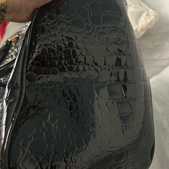 Patricia Field X Barbie Black/Gold Satchel Purse Faux Crocodile - Picture 3 of 5
